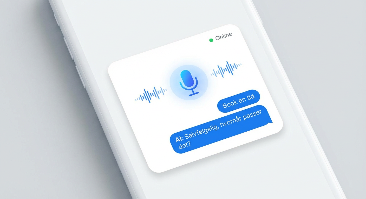 AI voice widget interface – tale og chat booking direkte på din hjemmeside