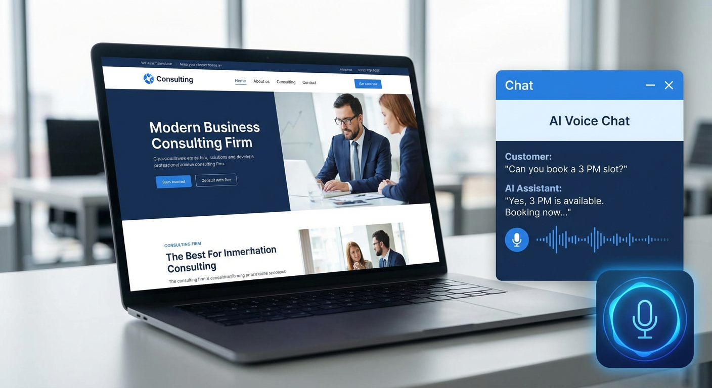 AI voice widget integreret på hjemmeside – automatisk booking og kundeservice